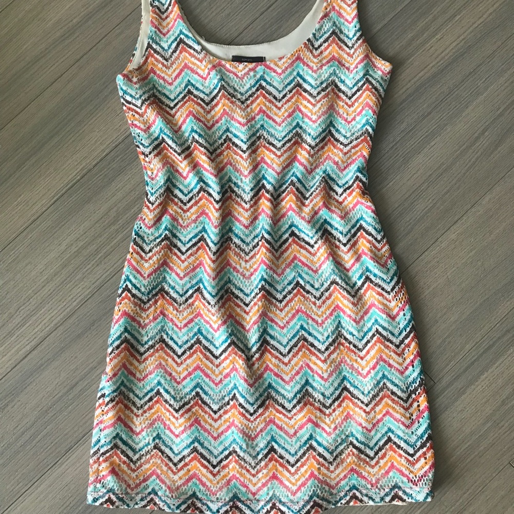Soprano Multicolor Chevron Mini Dress
